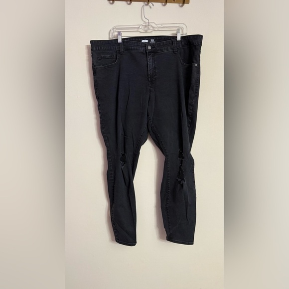 Old Navy Denim - Old Navy Black Distressed Rockstar Super Skinny Jeggings High Rise Jeans 24W